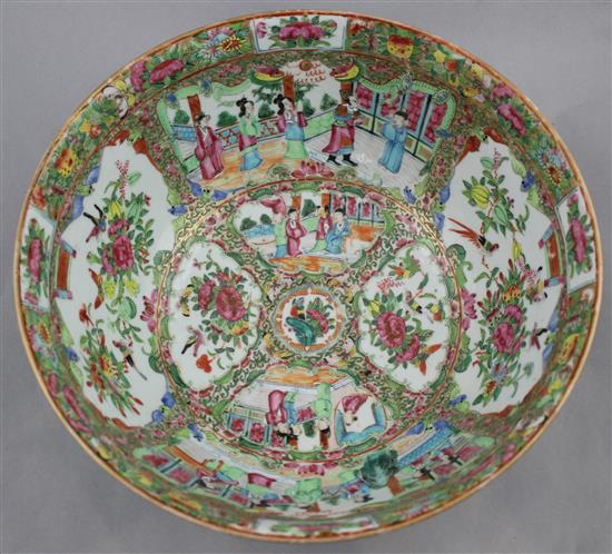 A Chinese Canton-decoration famille rose punch bowl, mid 19th century, 30.5cm diam.